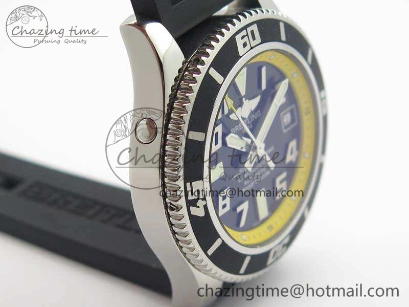 SuperOcean Abyss A17364 42mm ZF 1:1 Best Edition Black Yellow Dial On Rubber Strap A2824