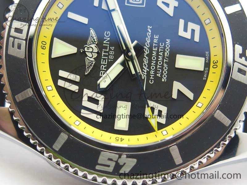 SuperOcean Abyss A17364 42mm ZF 1:1 Best Edition Black Yellow Dial On Rubber Strap A2824