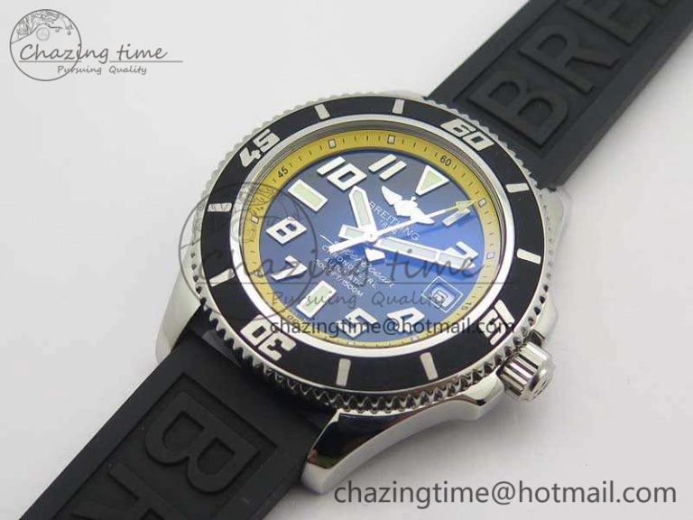SuperOcean Abyss A17364 42mm ZF 1:1 Best Edition Black Yellow Dial On Rubber Strap A2824