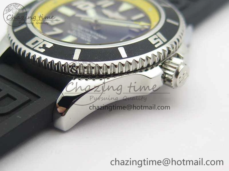 SuperOcean Abyss A17364 42mm ZF 1:1 Best Edition Black Yellow Dial On Rubber Strap A2824