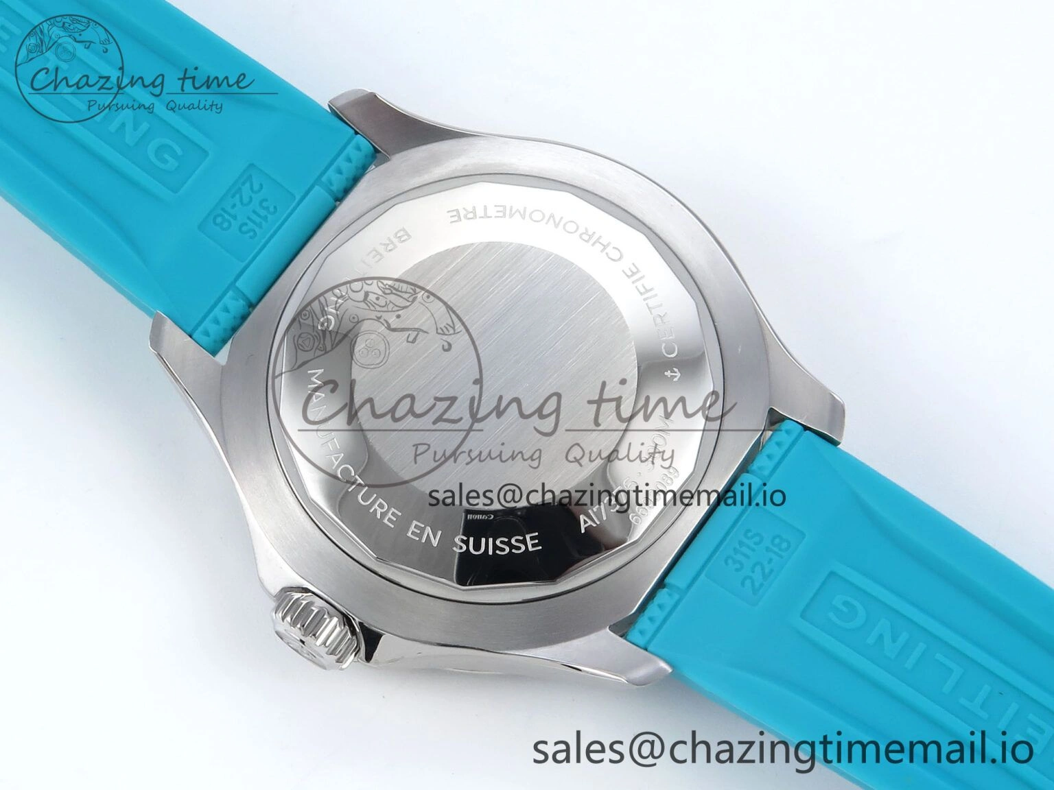 SuperOcean Automatic 42 SS TF 1:1 Best Edition Black Dial on Blue Rubber Strap A2824