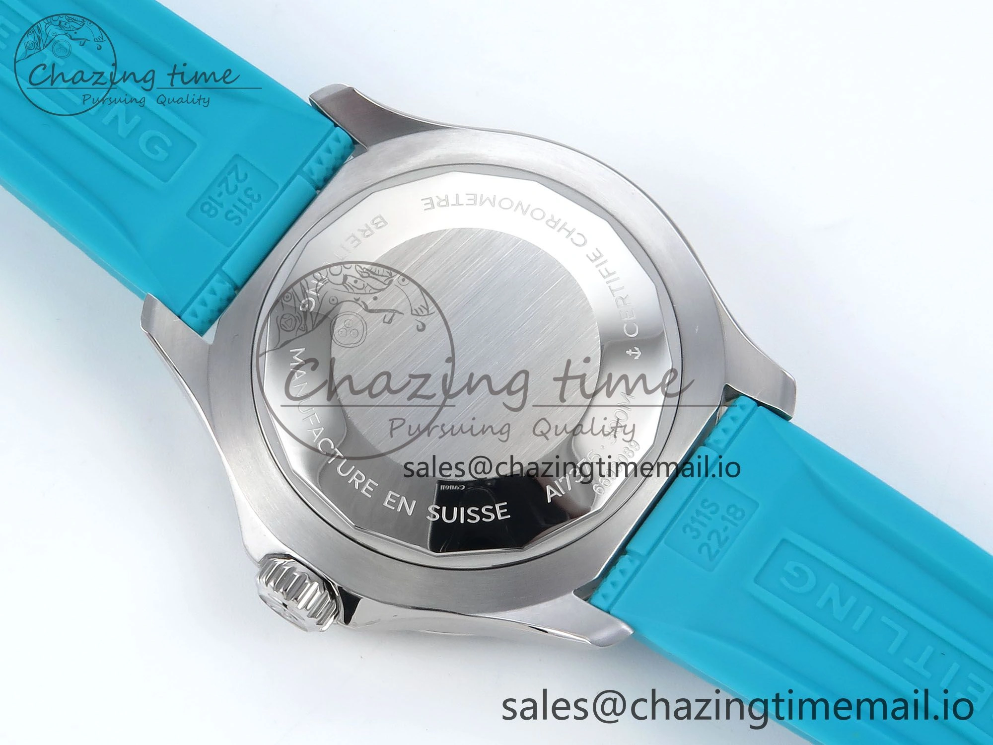 SuperOcean Automatic 42 SS TF 1:1 Best Edition Black Dial on Blue Rubber Strap A2824