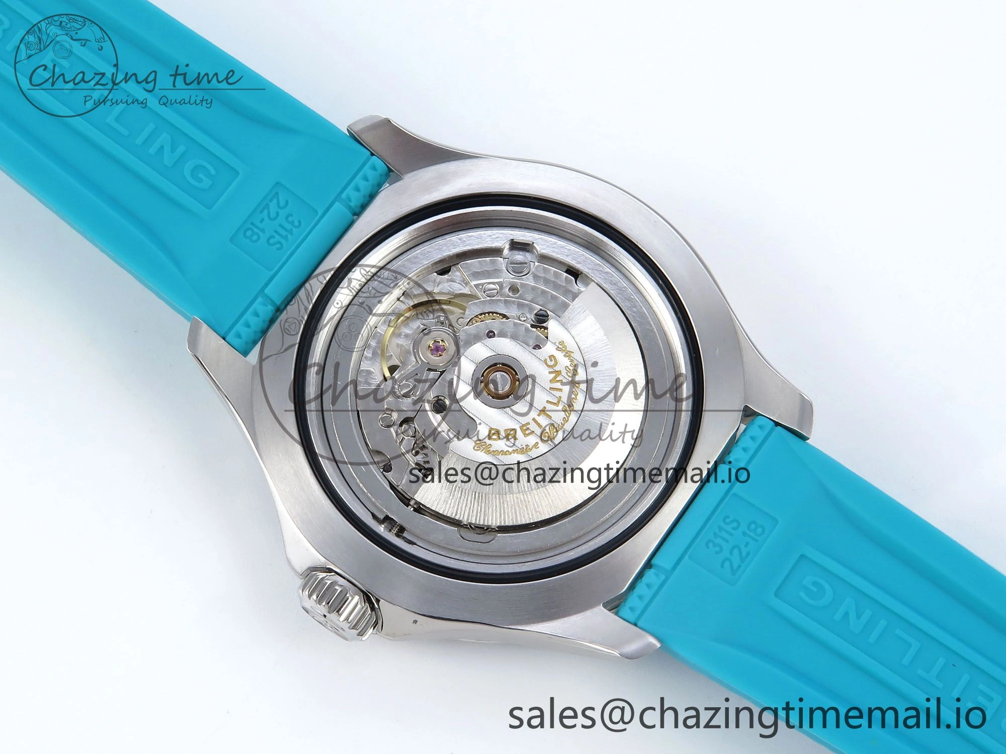 SuperOcean Automatic 42 SS TF 1:1 Best Edition Black Dial on Blue Rubber Strap A2824