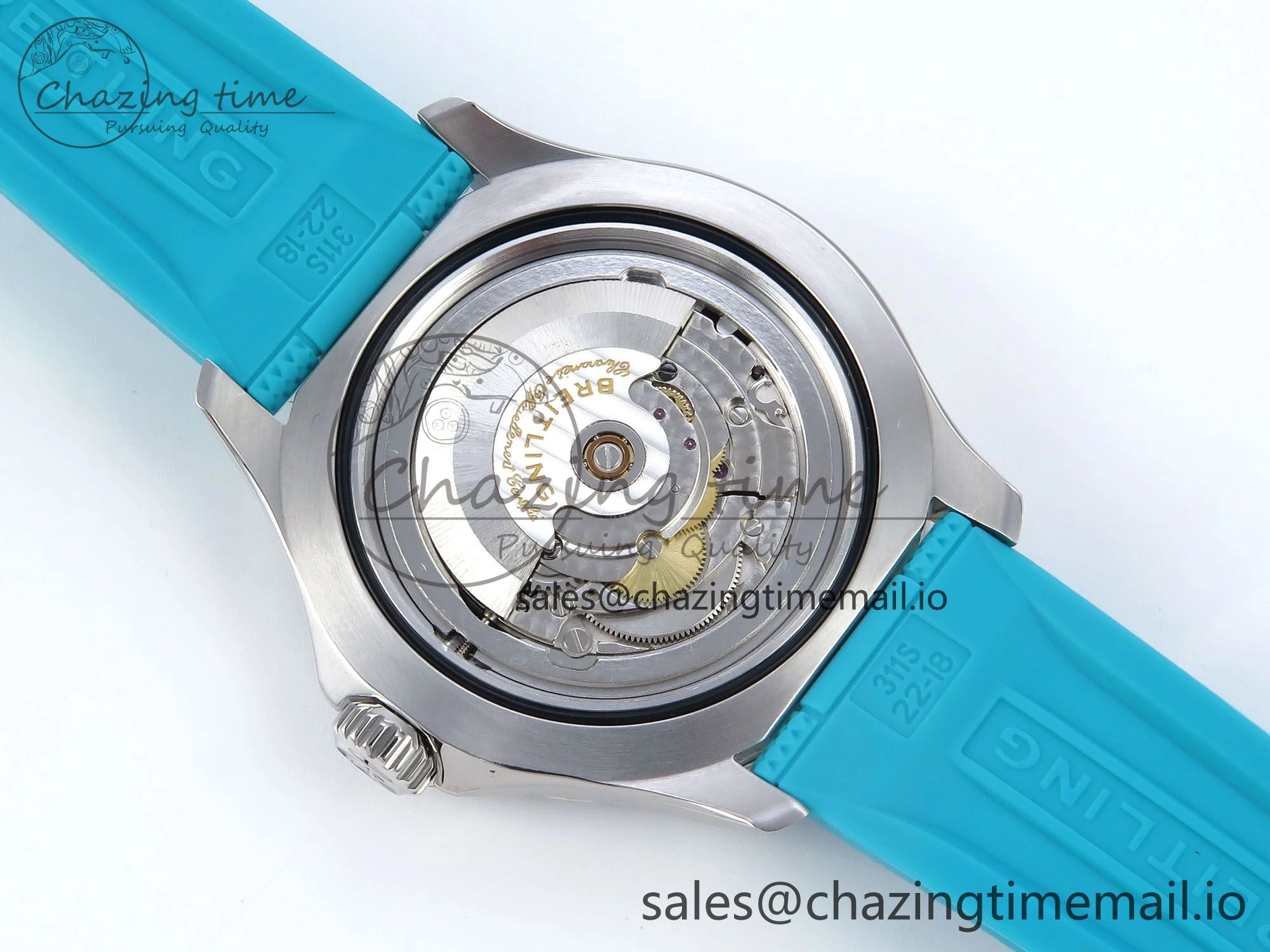 SuperOcean Automatic 42 SS TF 1:1 Best Edition Black Dial on Blue Rubber Strap A2824