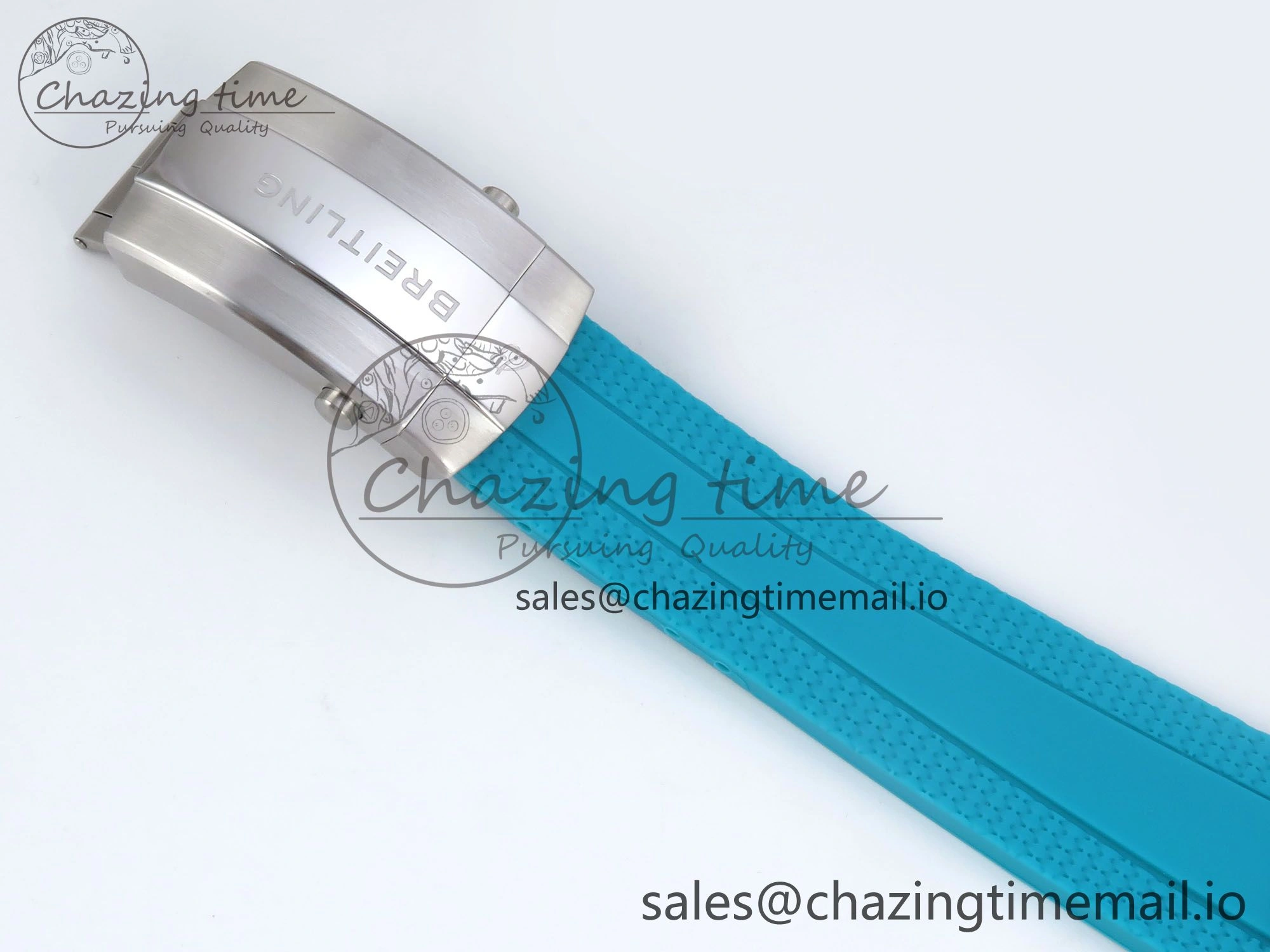 SuperOcean Automatic 42 SS TF 1:1 Best Edition Black Dial on Blue Rubber Strap A2824