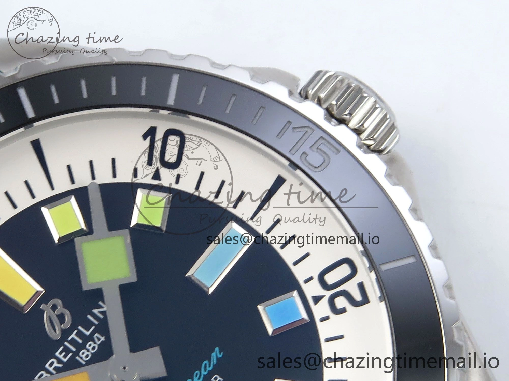 SuperOcean Automatic 42 SS TF 1:1 Best Edition Black Dial on Blue Rubber Strap A2824