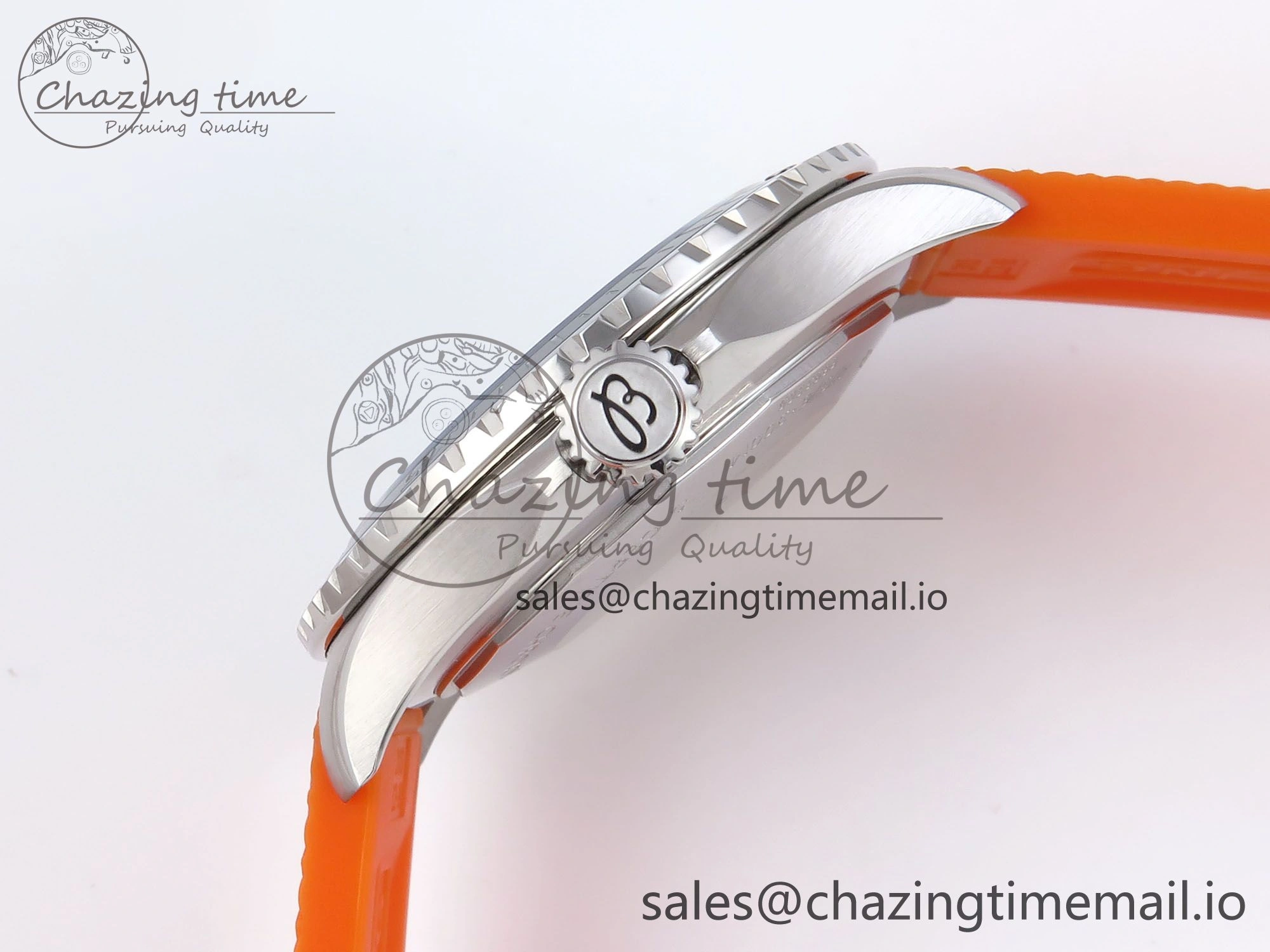 SuperOcean Automatic 42 SS TF 1:1 Best Edition Black Dial on Orange Rubber Strap A2824