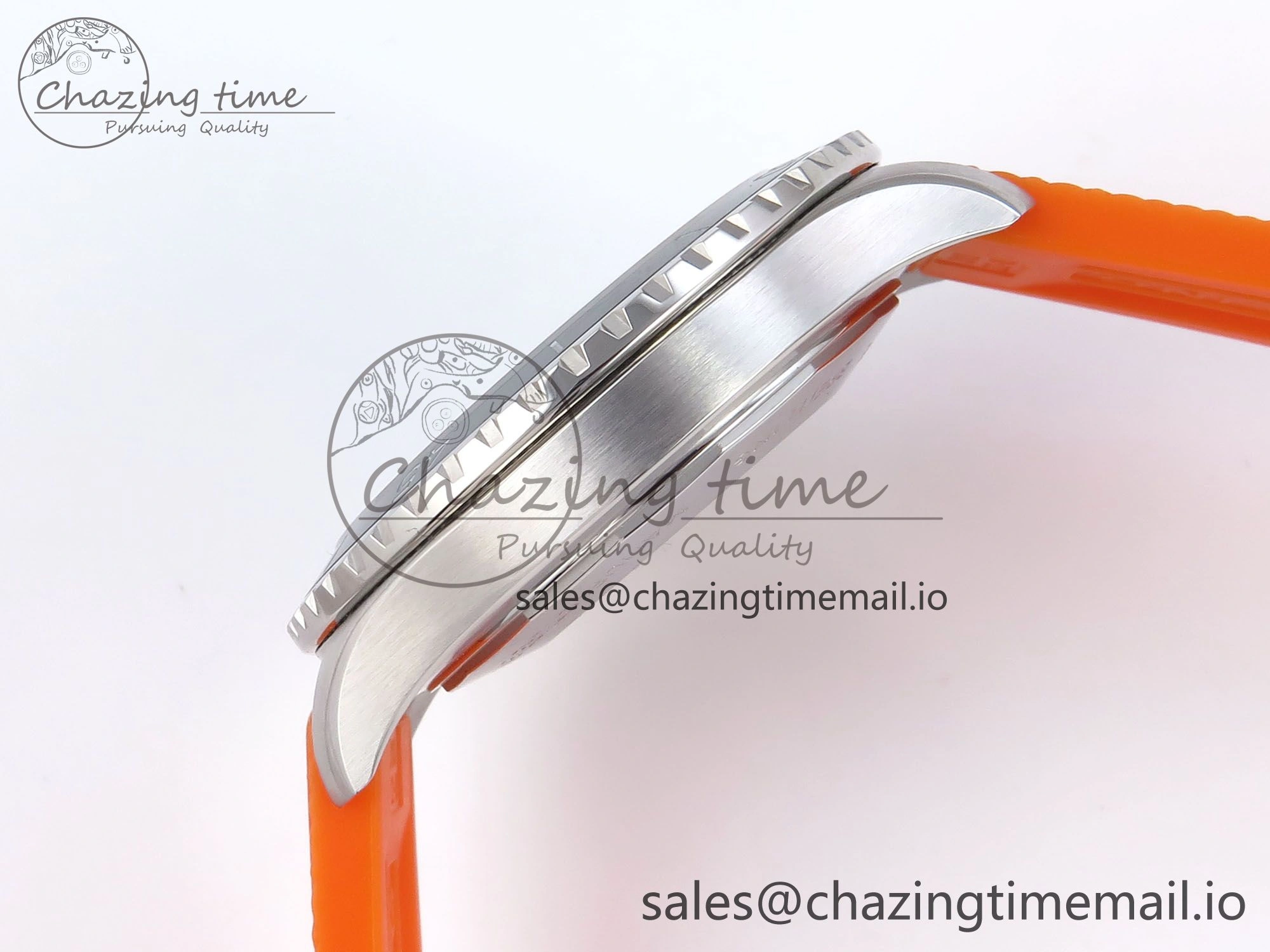SuperOcean Automatic 42 SS TF 1:1 Best Edition Black Dial on Orange Rubber Strap A2824