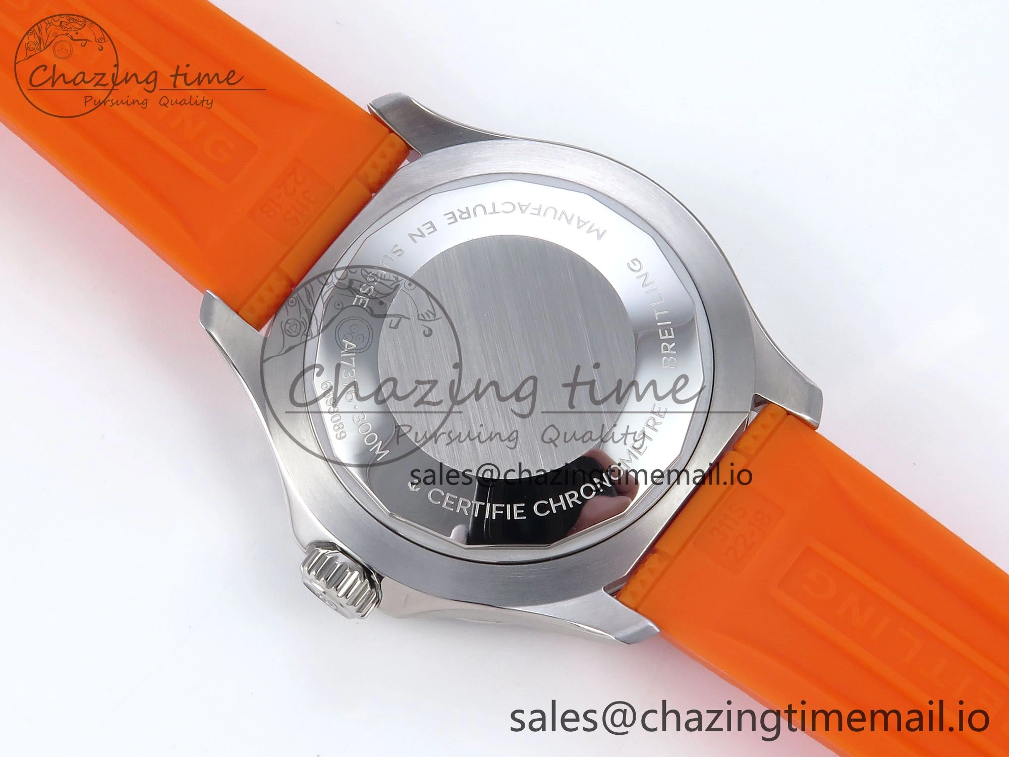 SuperOcean Automatic 42 SS TF 1:1 Best Edition Black Dial on Orange Rubber Strap A2824