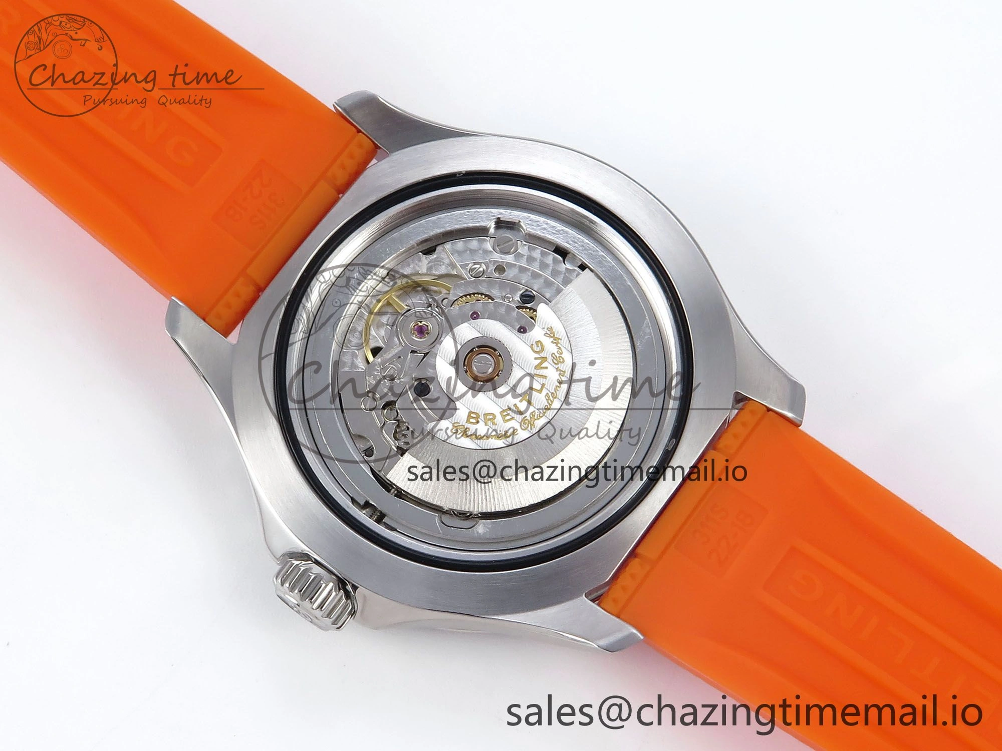 SuperOcean Automatic 42 SS TF 1:1 Best Edition Black Dial on Orange Rubber Strap A2824