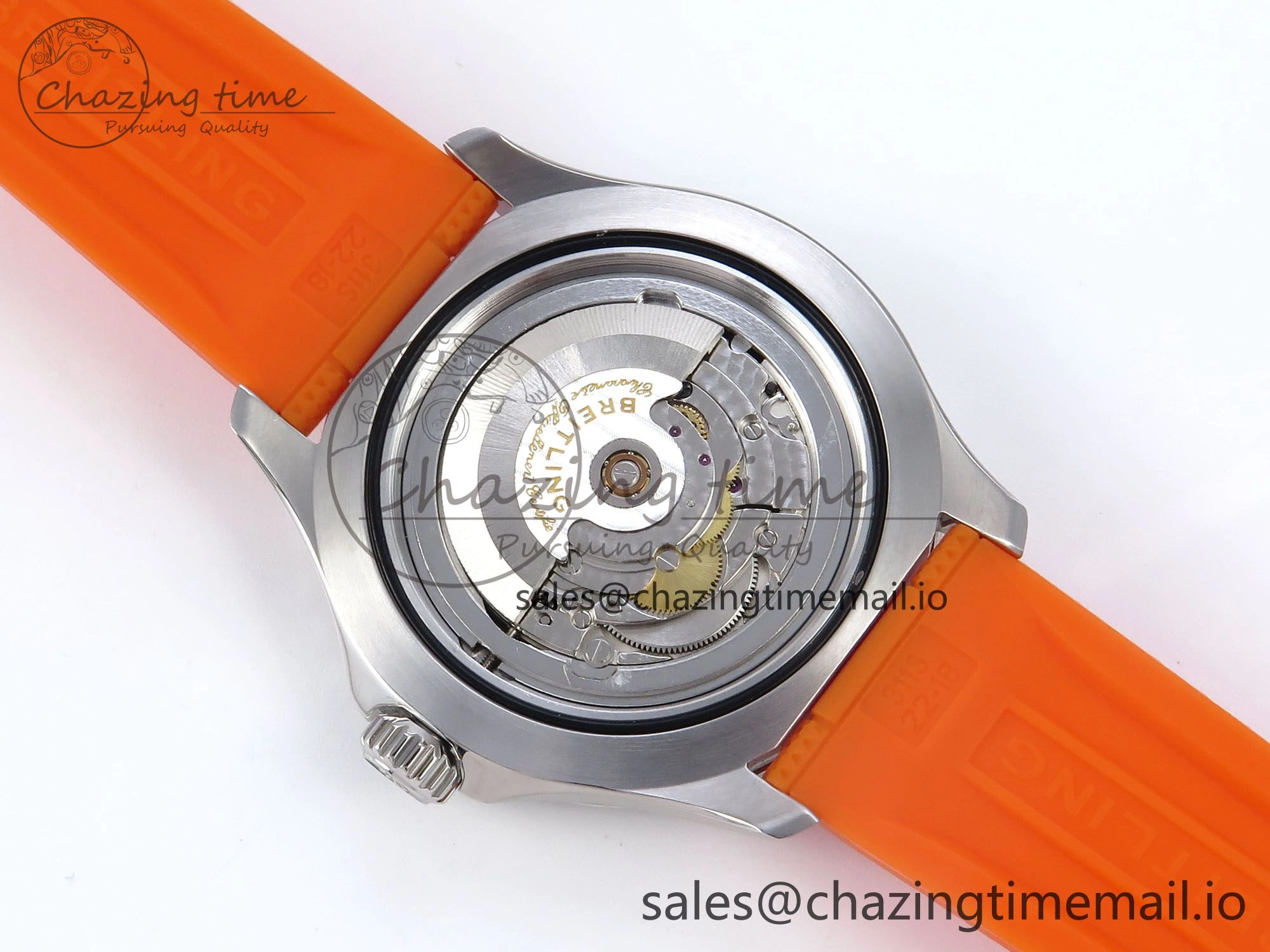 SuperOcean Automatic 42 SS TF 1:1 Best Edition Black Dial on Orange Rubber Strap A2824