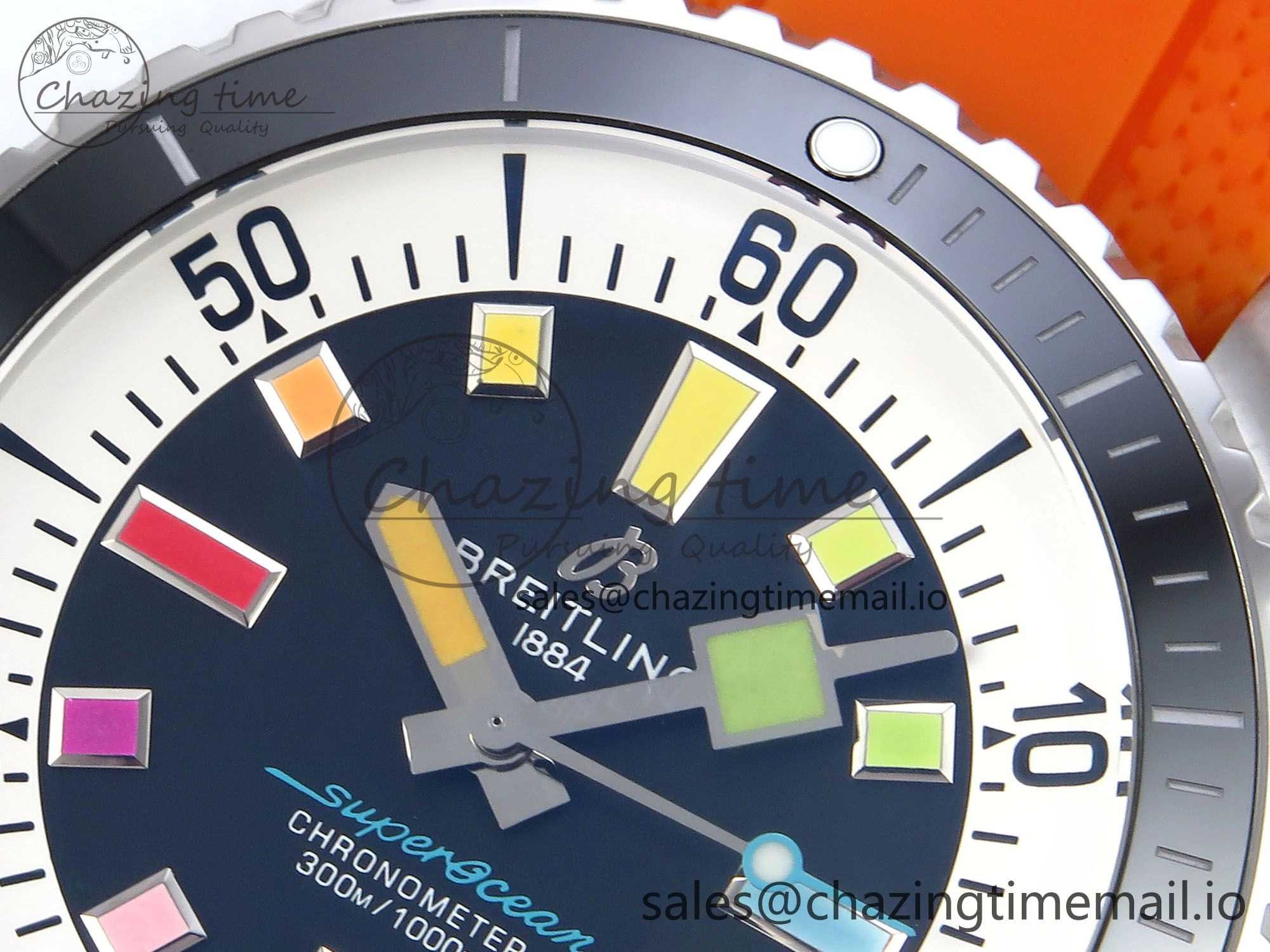 SuperOcean Automatic 42 SS TF 1:1 Best Edition Black Dial on Orange Rubber Strap A2824