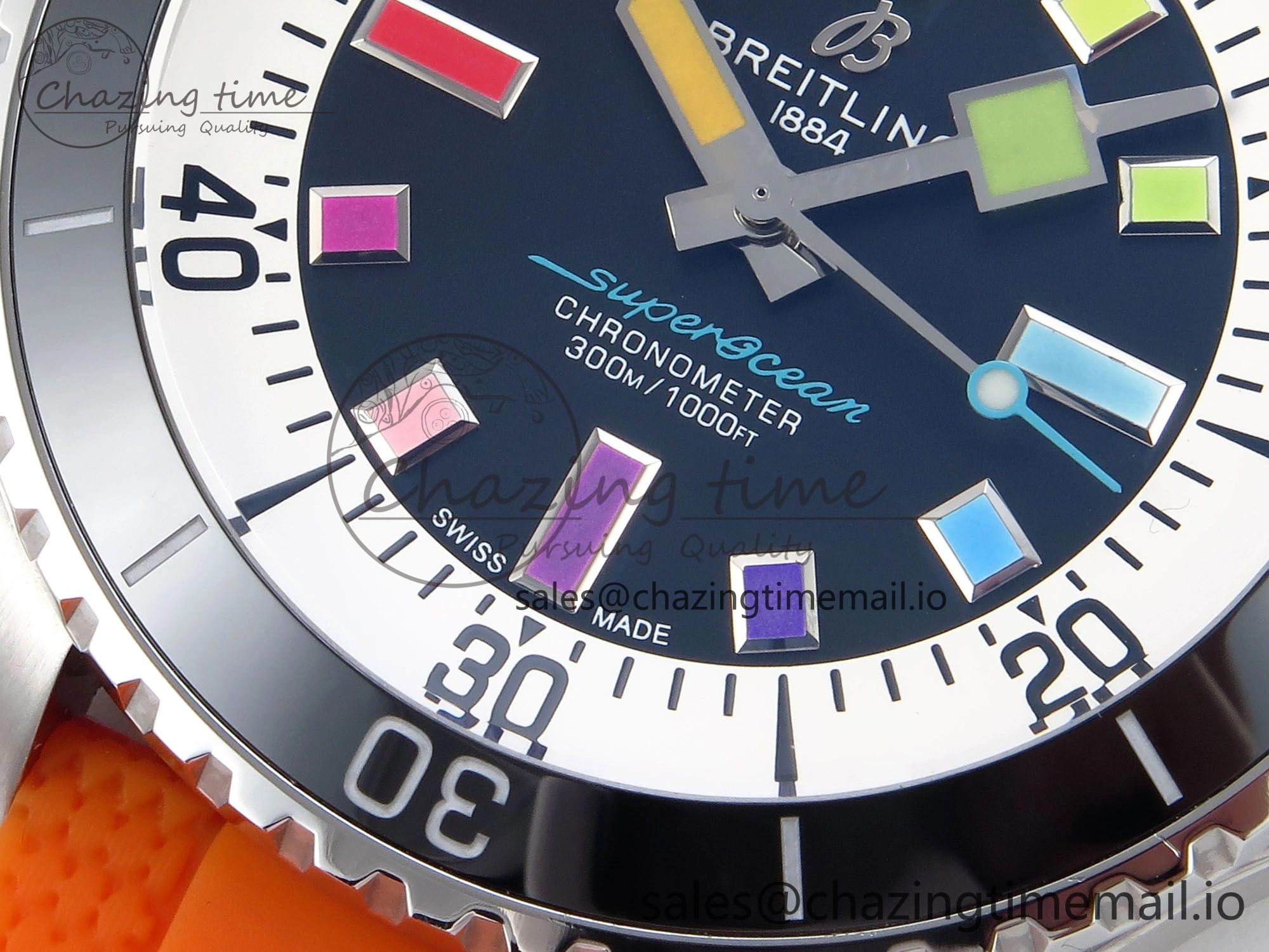 SuperOcean Automatic 42 SS TF 1:1 Best Edition Black Dial on Orange Rubber Strap A2824