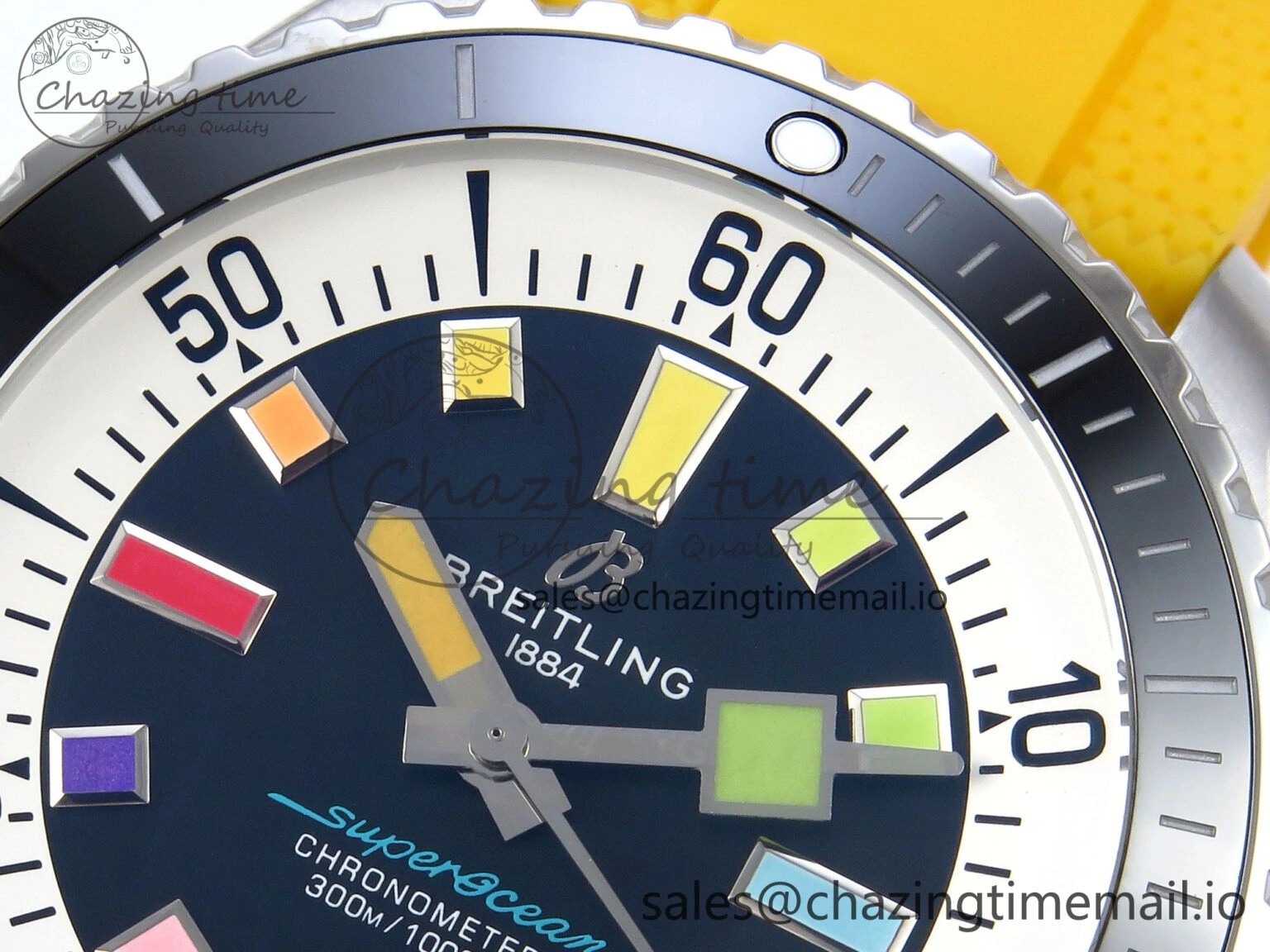 SuperOcean Automatic 42 SS TF 1:1 Best Edition Black Dial on Yellow Rubber Strap A2824
