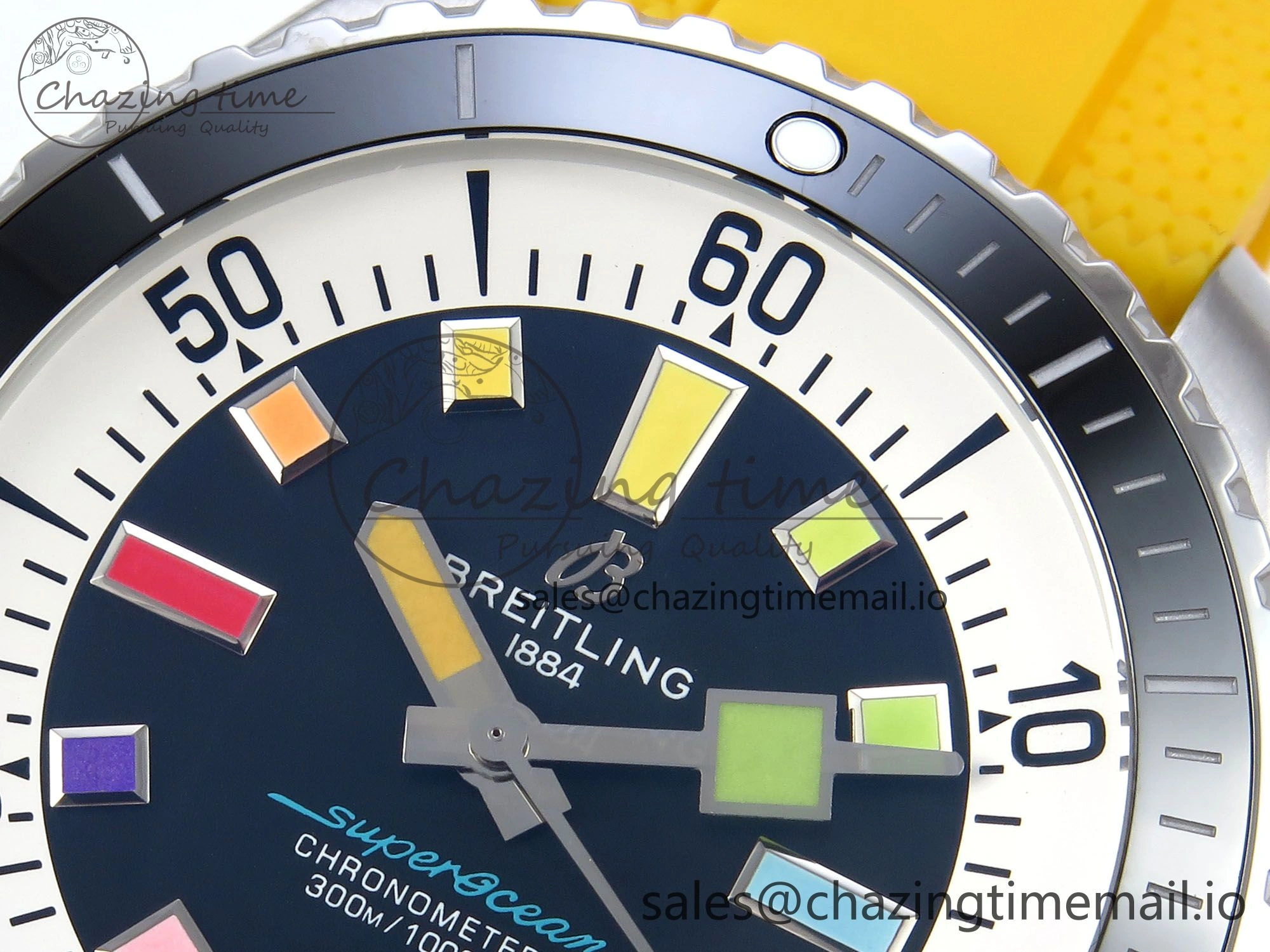 SuperOcean Automatic 42 SS TF 1:1 Best Edition Black Dial on Yellow Rubber Strap A2824