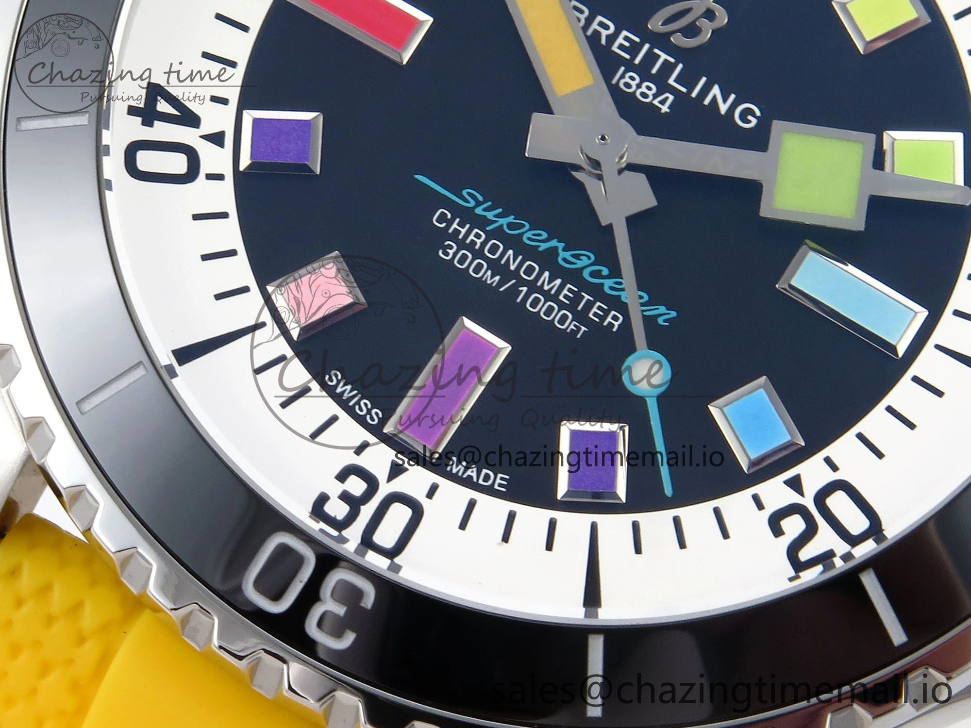 SuperOcean Automatic 42 SS TF 1:1 Best Edition Black Dial on Yellow Rubber Strap A2824