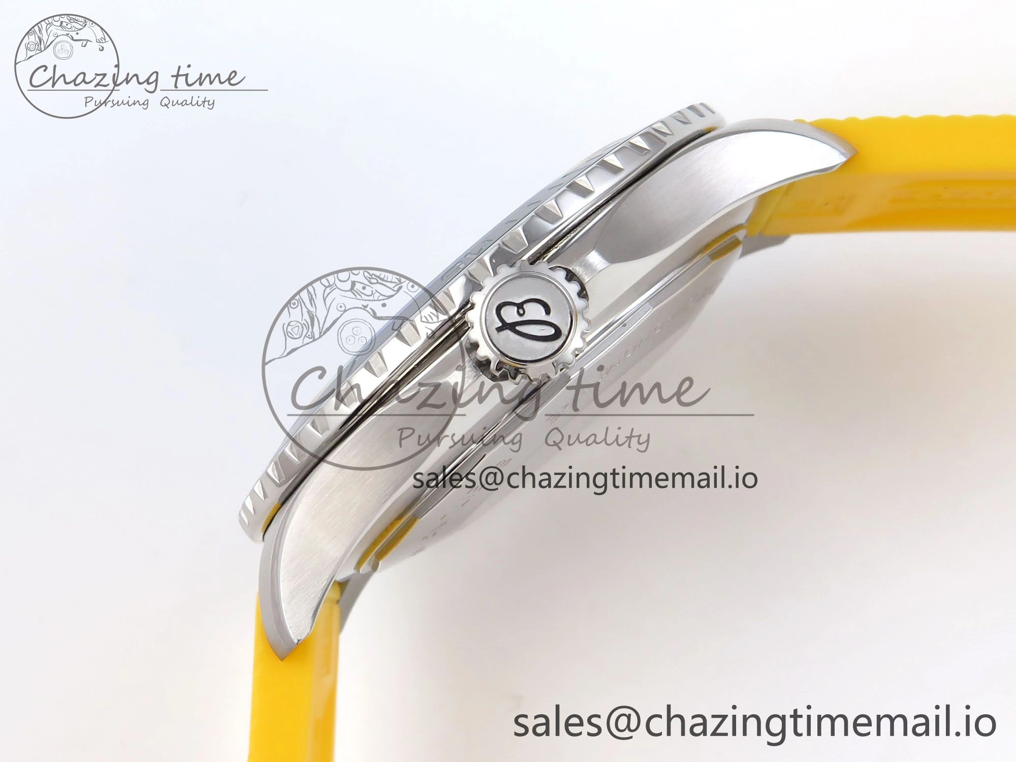 SuperOcean Automatic 42 SS TF 1:1 Best Edition Black Dial on Yellow Rubber Strap A2824