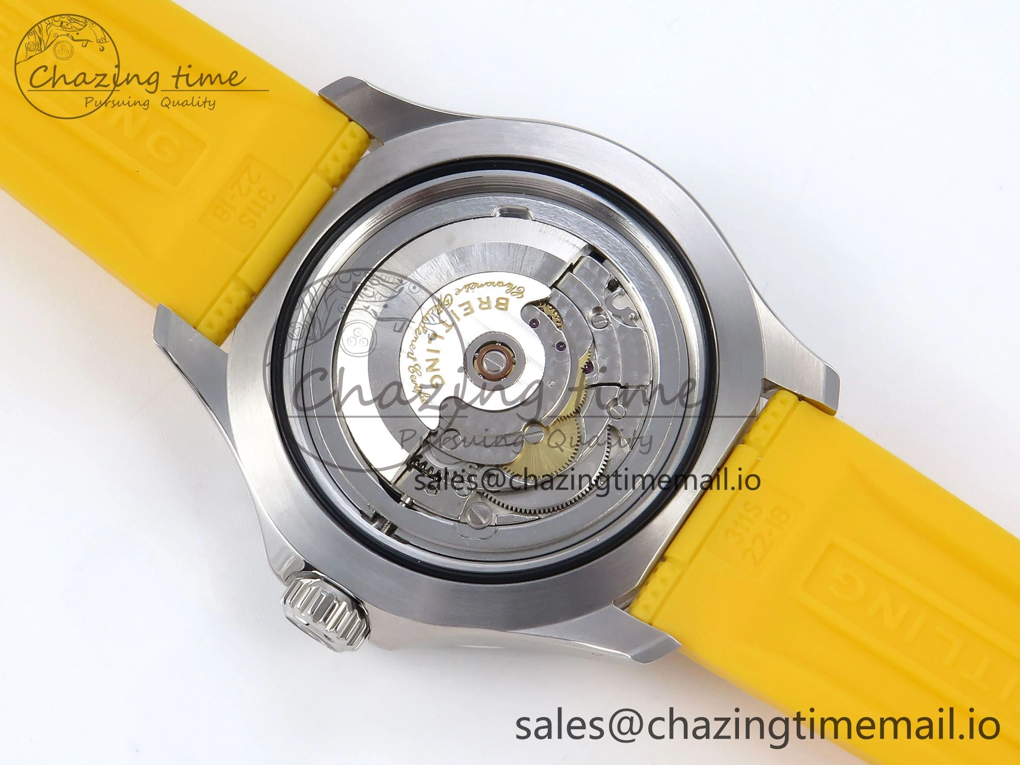 SuperOcean Automatic 42 SS TF 1:1 Best Edition Black Dial on Yellow Rubber Strap A2824