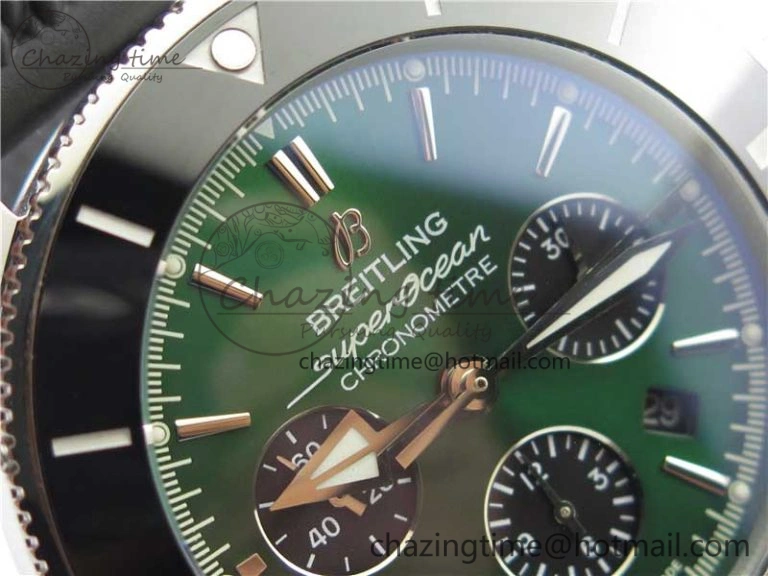 SuperOcean Black Ceramic Bezel B50 Best Edition Green Dial on Black Rubber Strap A7750