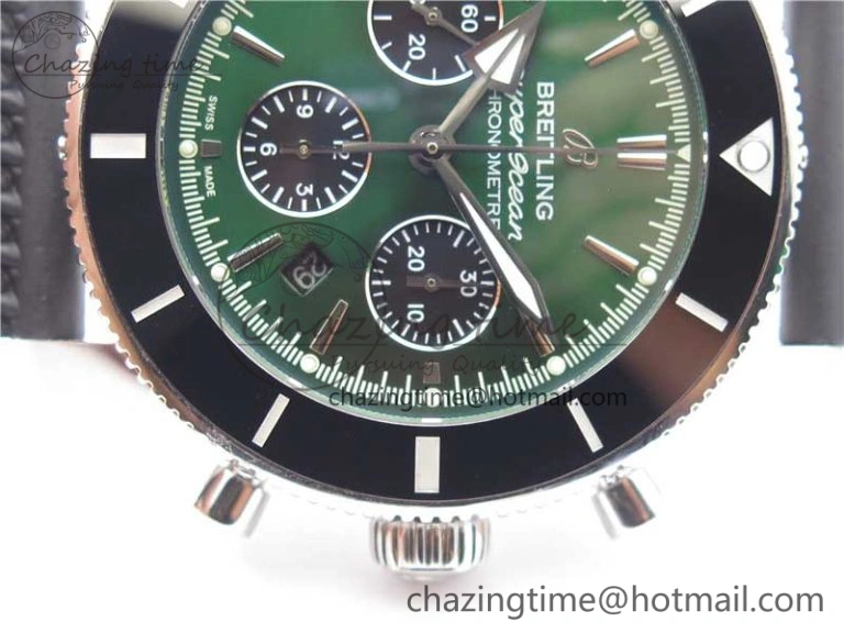 SuperOcean Black Ceramic Bezel B50 Best Edition Green Dial on Black Rubber Strap A7750