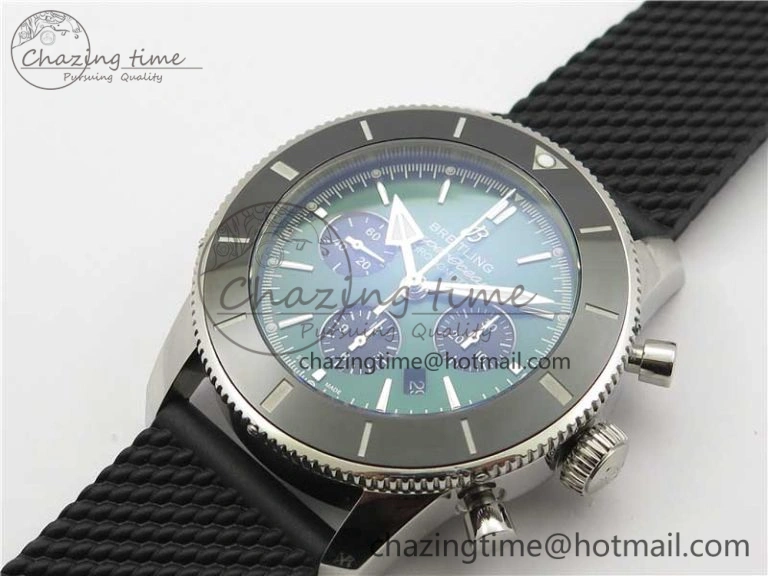 SuperOcean Black Ceramic Bezel B50 Best Edition Green Dial on Black Rubber Strap A7750