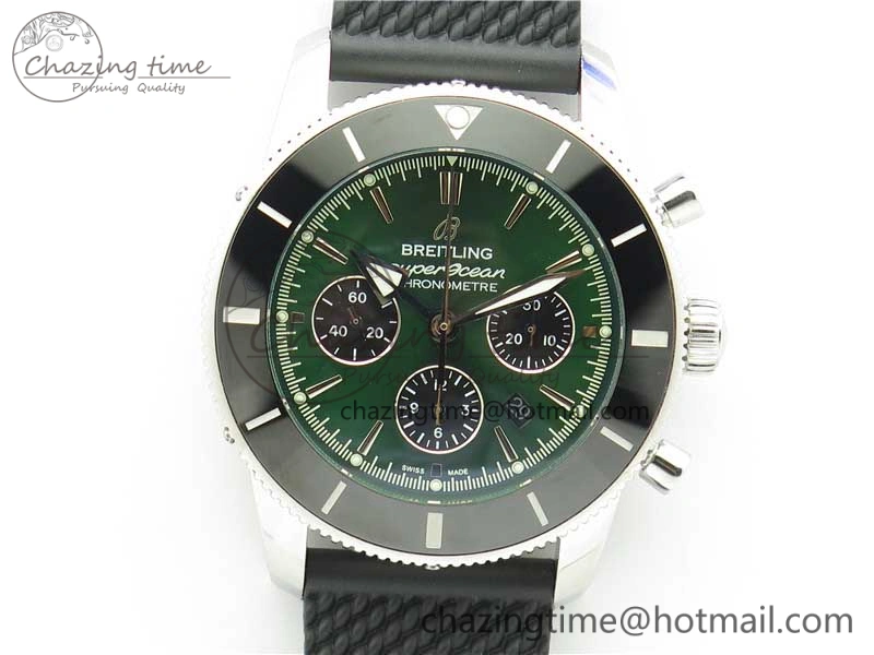 SuperOcean Black Ceramic Bezel B50 Best Edition Green Dial on Black Rubber Strap A7750