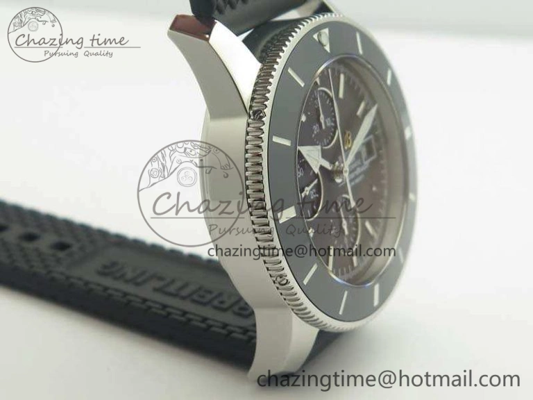 SuperOcean Heritage Ceramic Bezel SS Black Dial On Rubber Strap A7750