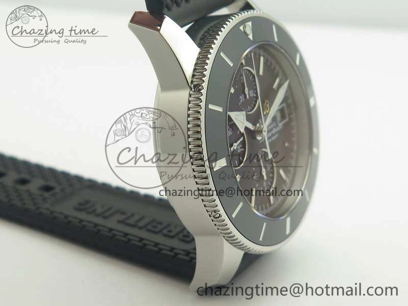 SuperOcean Heritage Ceramic Bezel SS Black Dial On Rubber Strap A7750