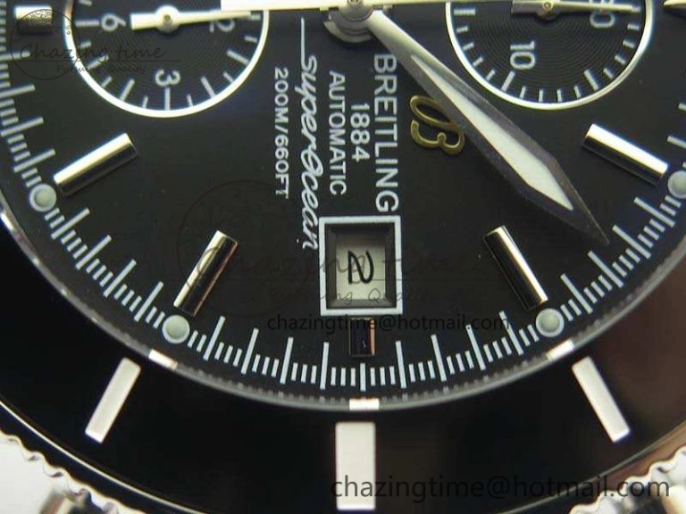 SuperOcean Heritage Ceramic Bezel SS Black Dial On Rubber Strap A7750