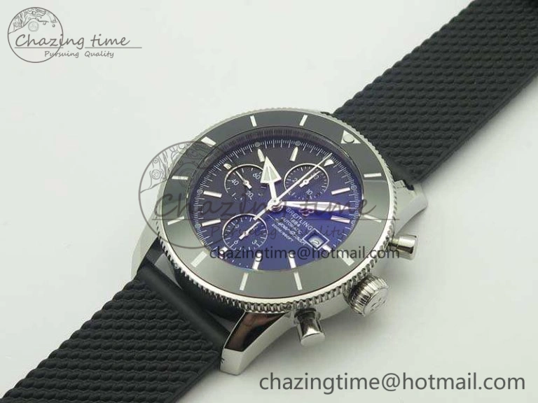 SuperOcean Heritage Ceramic Bezel SS Black Dial On Rubber Strap A7750