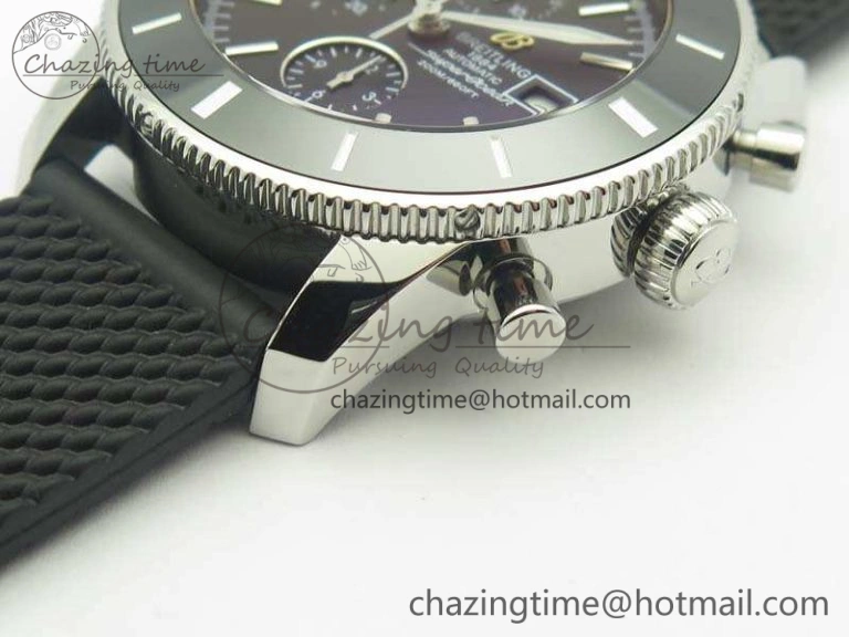 SuperOcean Heritage Ceramic Bezel SS Black Dial On Rubber Strap A7750