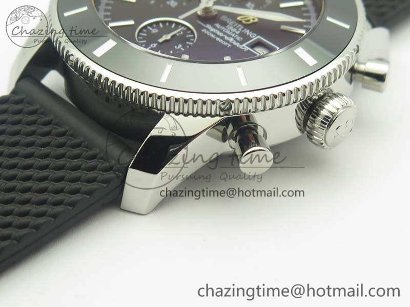 SuperOcean Heritage Ceramic Bezel SS Black Dial On Rubber Strap A7750