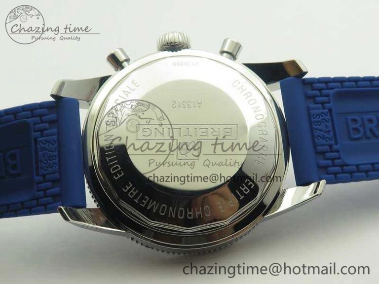 SuperOcean Heritage Ceramic Bezel SS Blue Dial On Rubber Strap A7750