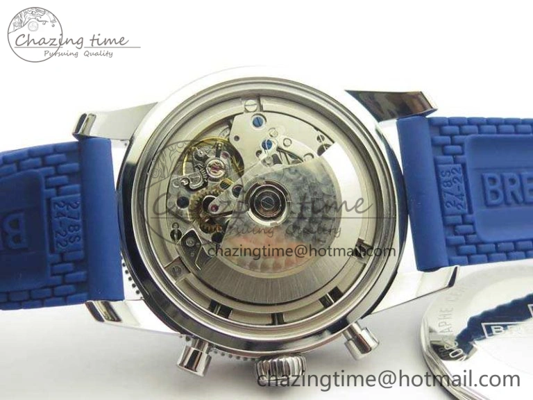 SuperOcean Heritage Ceramic Bezel SS Blue Dial On Rubber Strap A7750