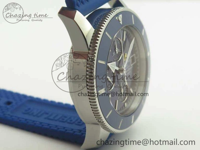 SuperOcean Heritage Ceramic Bezel SS Blue Dial On Rubber Strap A7750