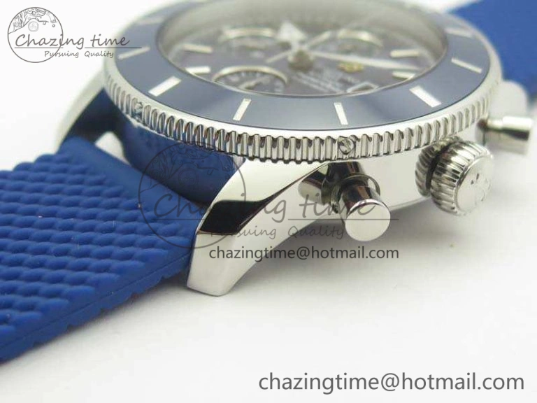 SuperOcean Heritage Ceramic Bezel SS Blue Dial On Rubber Strap A7750