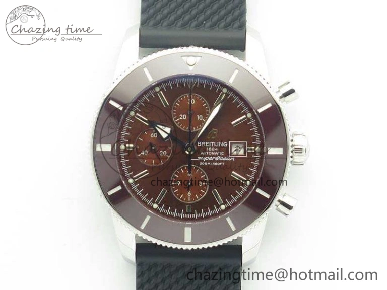 SuperOcean Heritage Ceramic Bezel SS Brown Dial On Rubber Strap A7750