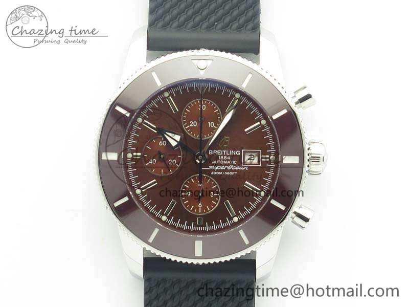 SuperOcean Heritage Ceramic Bezel SS Brown Dial On Rubber Strap A7750