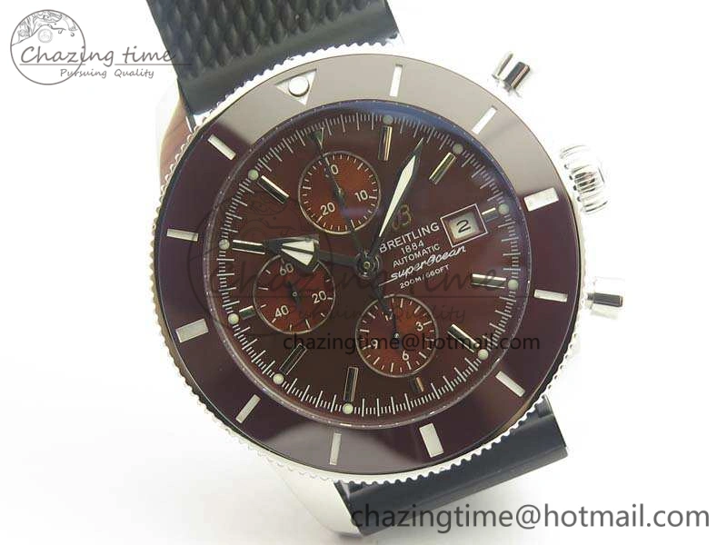 SuperOcean Heritage Ceramic Bezel SS Brown Dial On Rubber Strap A7750
