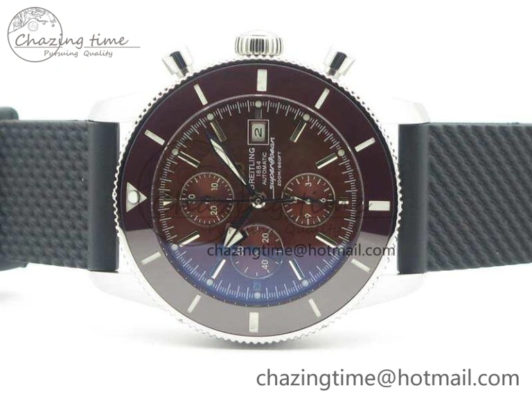 SuperOcean Heritage Ceramic Bezel SS Brown Dial On Rubber Strap A7750