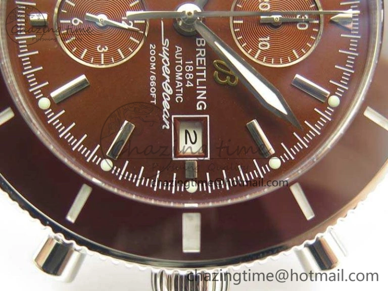 SuperOcean Heritage Ceramic Bezel SS Brown Dial On Rubber Strap A7750