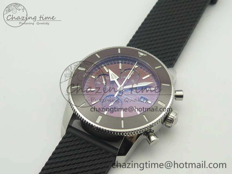 SuperOcean Heritage Ceramic Bezel SS Brown Dial On Rubber Strap A7750