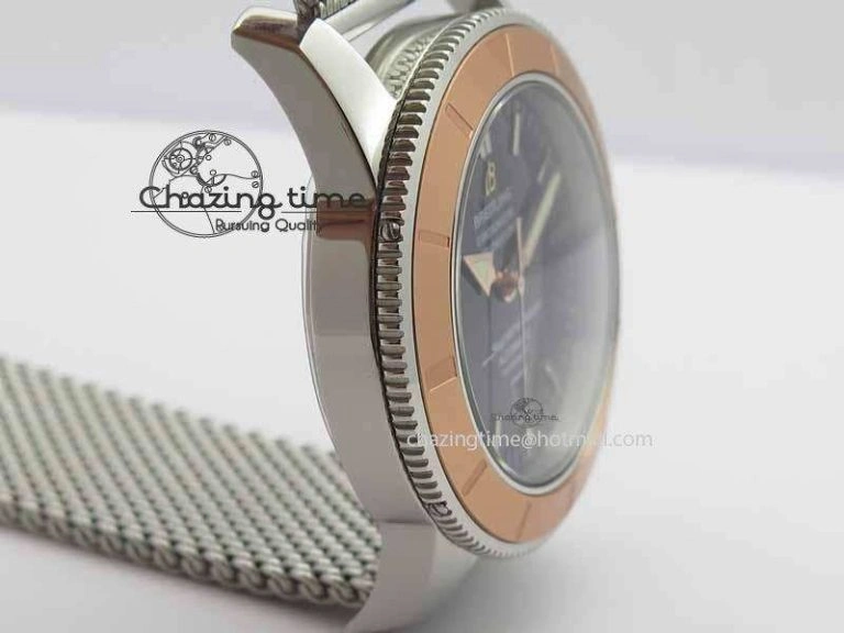 SuperOcean Heritage SS Black Dial On SS Mesh Bracelet A2824