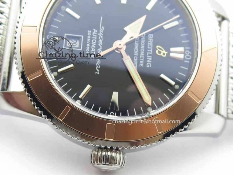 SuperOcean Heritage SS Black Dial On SS Mesh Bracelet A2824