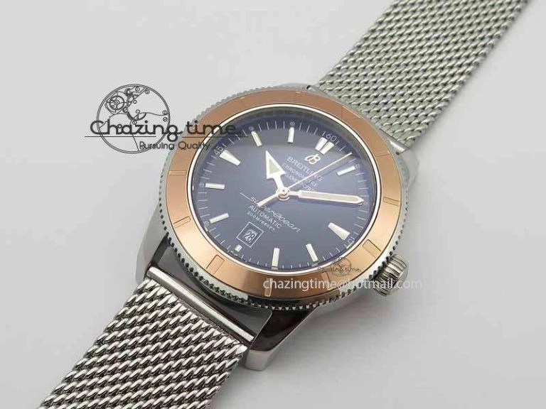 SuperOcean Heritage SS Black Dial On SS Mesh Bracelet A2824