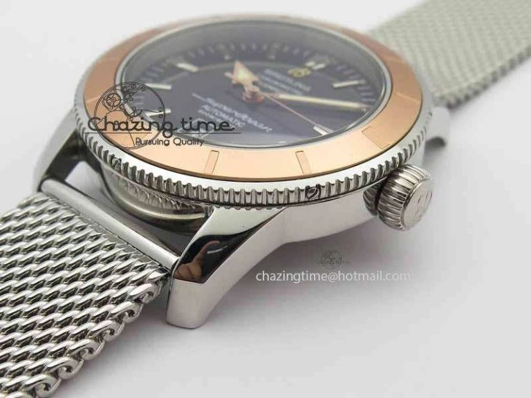 SuperOcean Heritage SS Black Dial On SS Mesh Bracelet A2824