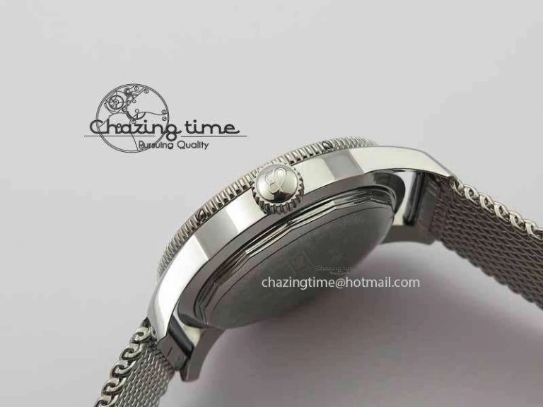 SuperOcean Heritage SS Black Dial On SS Mesh Bracelet A2824