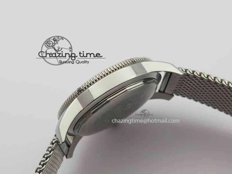 SuperOcean Heritage SS Black Dial On SS Mesh Bracelet A2824