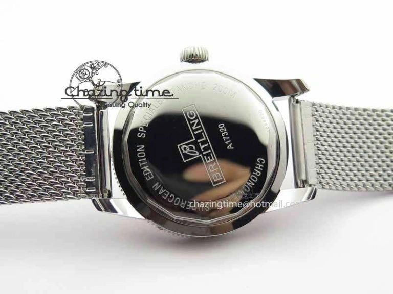SuperOcean Heritage SS Black Dial On SS Mesh Bracelet A2824