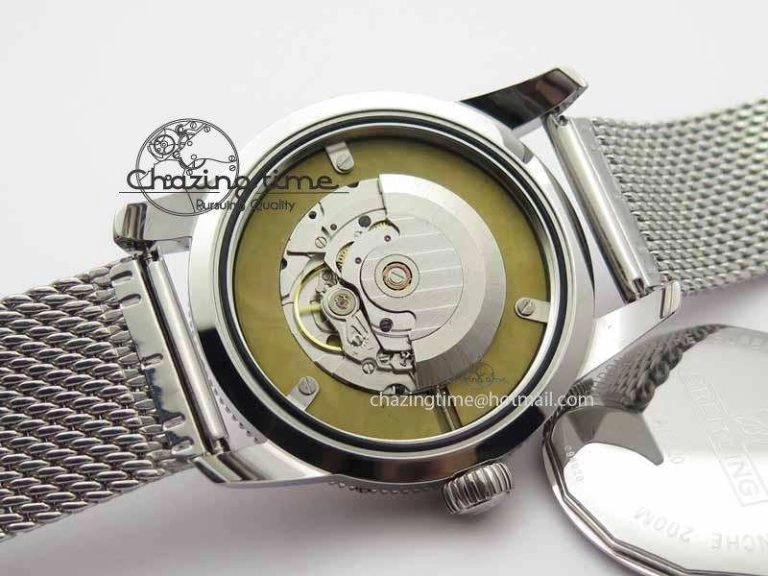 SuperOcean Heritage SS Black Dial On SS Mesh Bracelet A2824